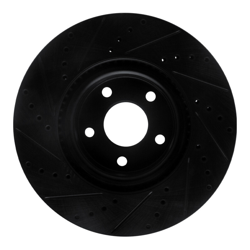 Ford Bronco Sport Brake Rotor (1) - Front Right - R1 Concepts - Drilled & Slotted - Black - `20-`25